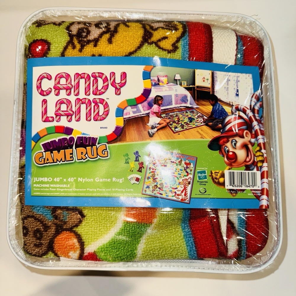 Vintage Candy Land Jumbo Fun Game Rug 40"x40" Hasbro 2005 Complete